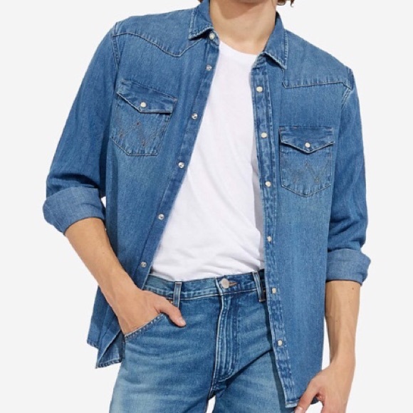 denim snap front shirt